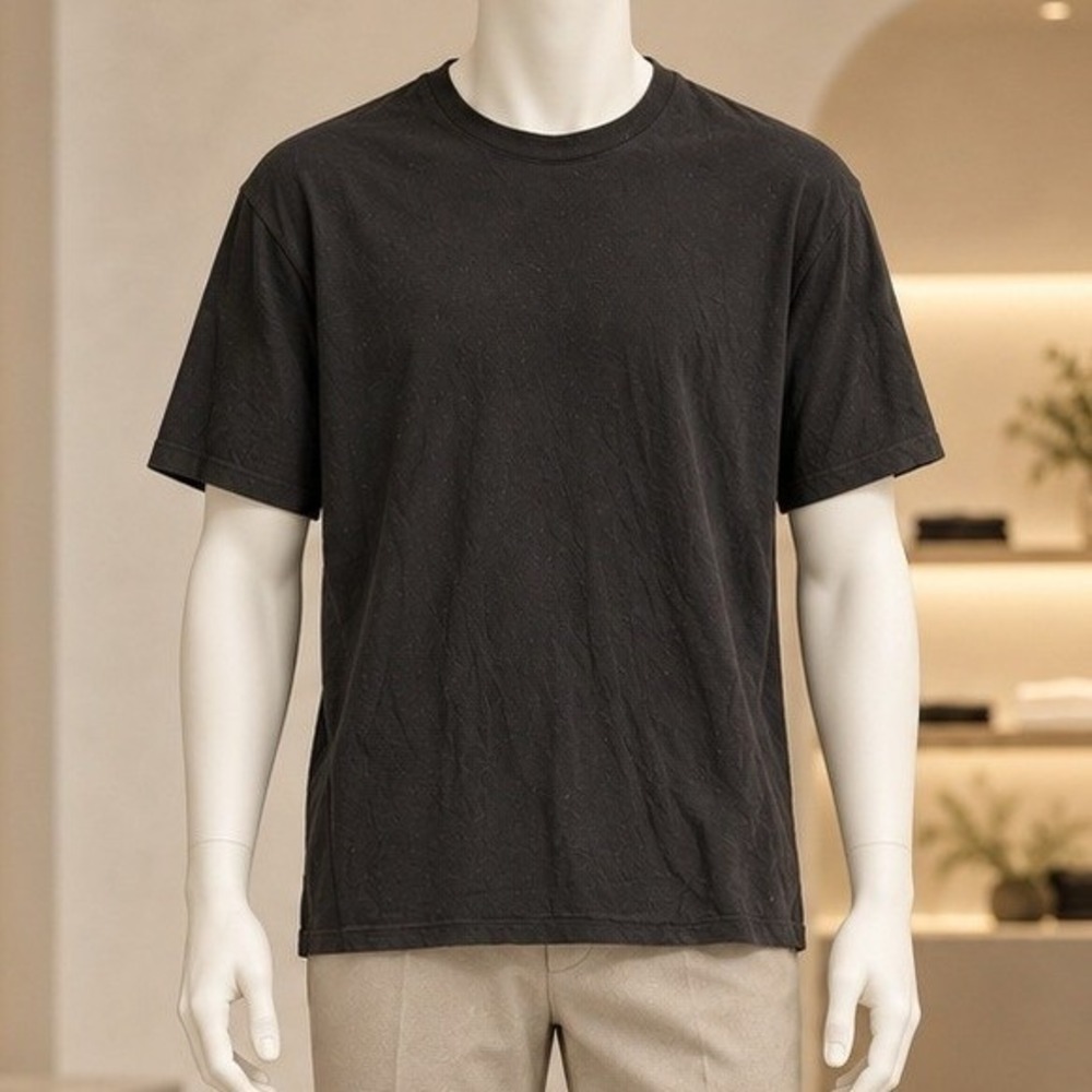 Banana Republic Mens T-Shirt Premium Wash Solid Black Short Sleeve Large